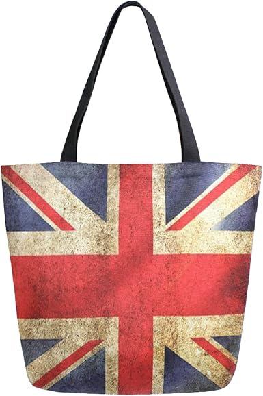 Borsa a tracolla in tela con bandiera britannica retrò e borsa a tracolla riutilizzabile  con tasca con cerniera per donne e ragazze : Amazon.it: Scarpe e borse