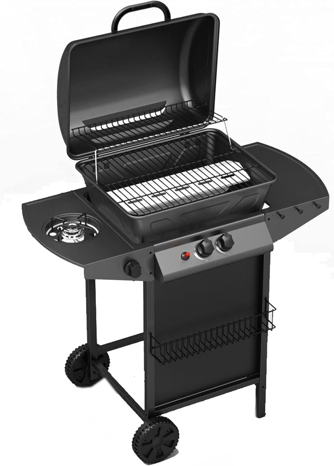 Zenith BBQ a Pietra lavica, Barbecue Grill Compatto a 2 Bruciatori e 1 Fornello Laterale, 7.1 kW di Potenza, 2 Griglie Zenith BBQ a Pietra lavica, Barbecue Grill Compatto a 2 Bruciatori e 1 Fornello Laterale, 7.1 kW di Potenza, 2 Griglie