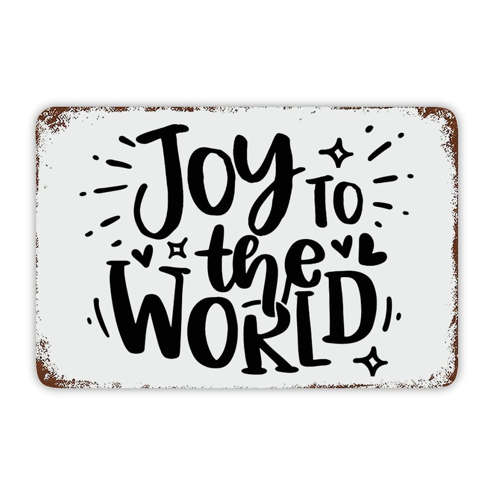 ENEDNATE Christmas Metal Sign,Vintage Man Cave Aluminum Tin Metal Sign with Saying 8x12 Inch Joy to The World Retro Street Metal Signs for Indoor Outdoor Garden Patio Yard Cafe Pub Home Decor