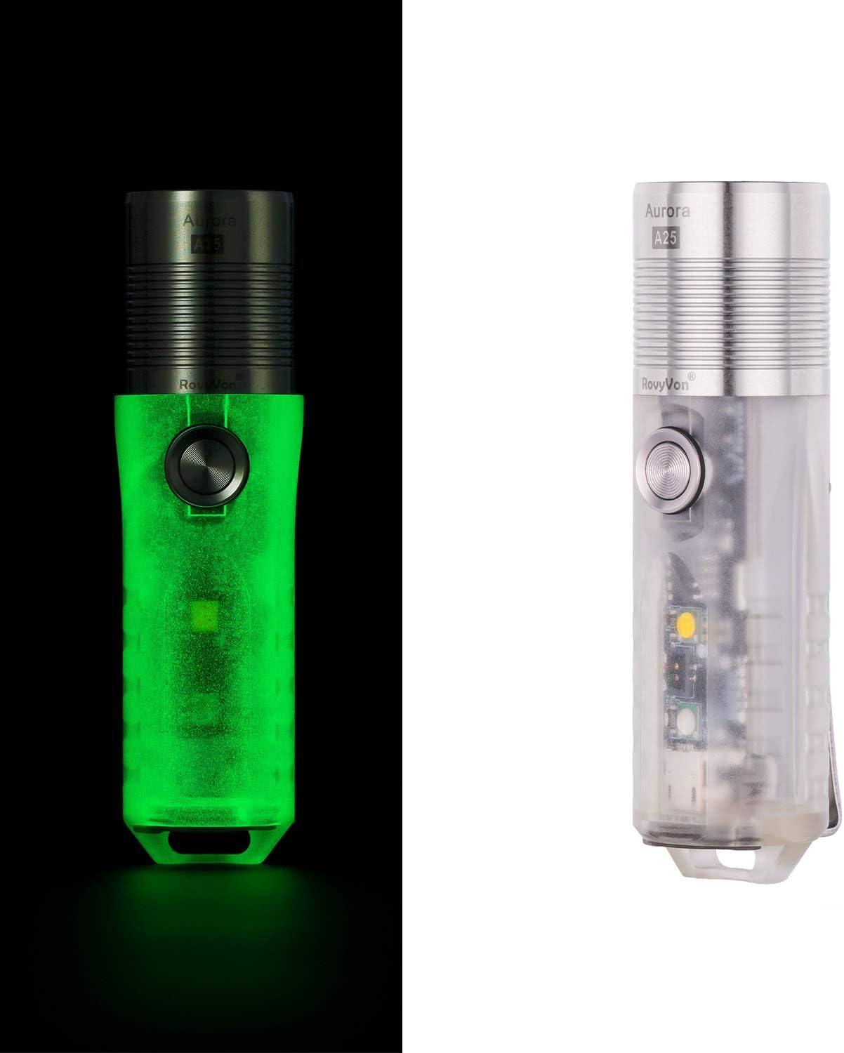 RovyVonA25U Pocket Flashlight 1000 Lumen Rechargeable 7 Setting with Sidelight, Waterproof EDC Flashlights Glow in The Dark, Ideal for Daily Use, Camping, Outdoor Activities
