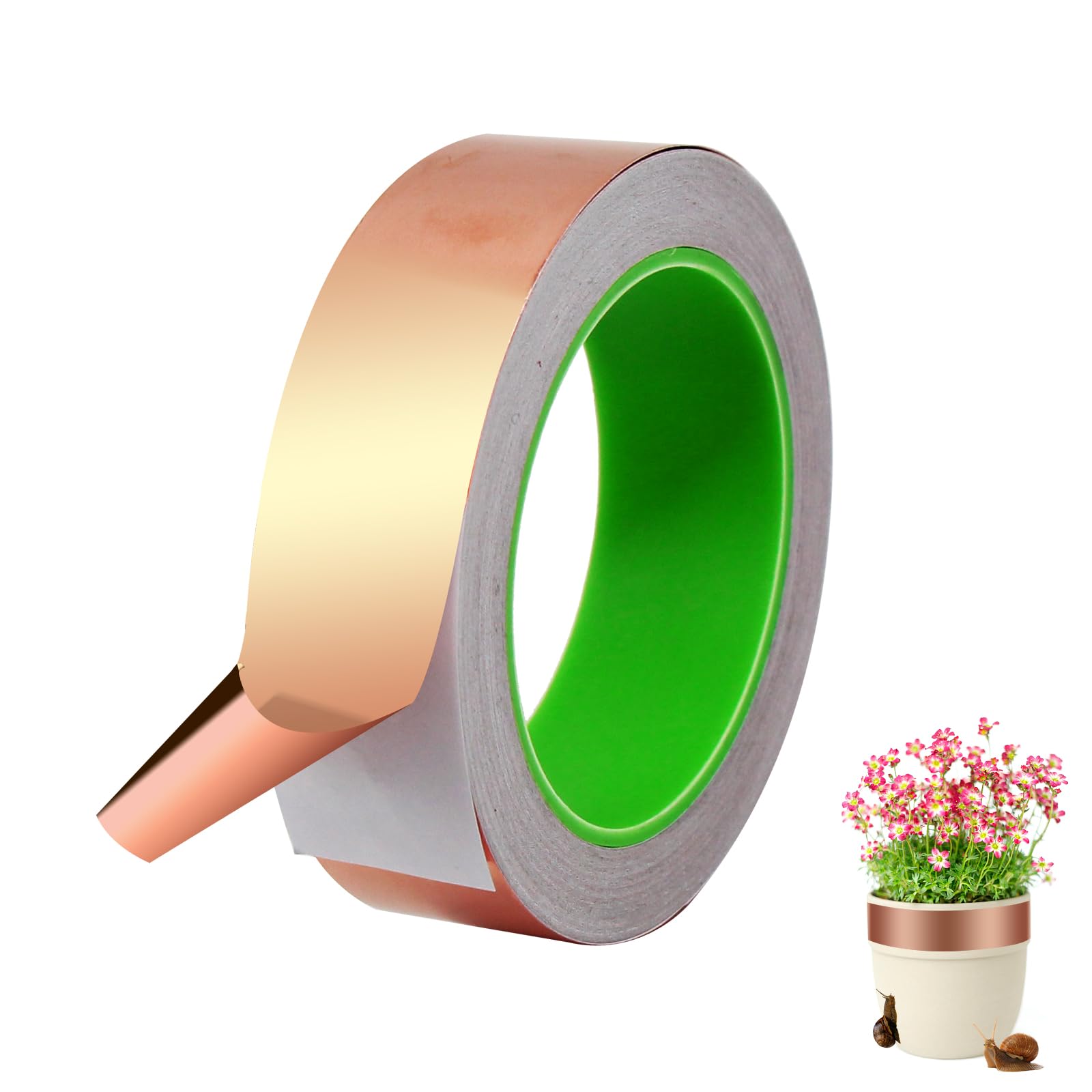 Horuili® Copper Slug Tape, Copper Tape Against Snails, 30 mm x 20 m Copper Foil Tape, Double-Sided Conductive, Self-Adhesive Snail-proof Copper Foil Tape