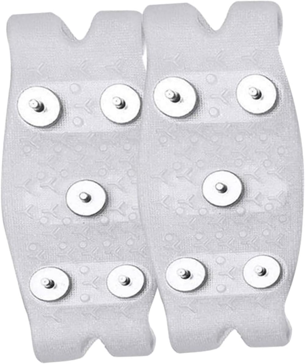 MAGICLULU Ice Cleats Traction Crampons Non-Slip Snow Grippers with 5 Spikes White Anti-Skid Shoe Covers for Men Women Boots Size 30-46 Outdoor Hiking Climbing Winter
