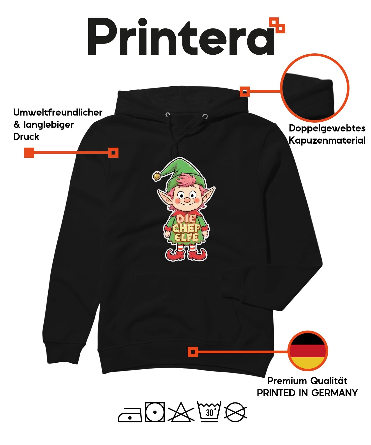 Die Chef Elfe Boże Narodzenie elfe, skrzat, śliczna dziecięca zabawa adwentowa, uniseks bluza z kapturem
