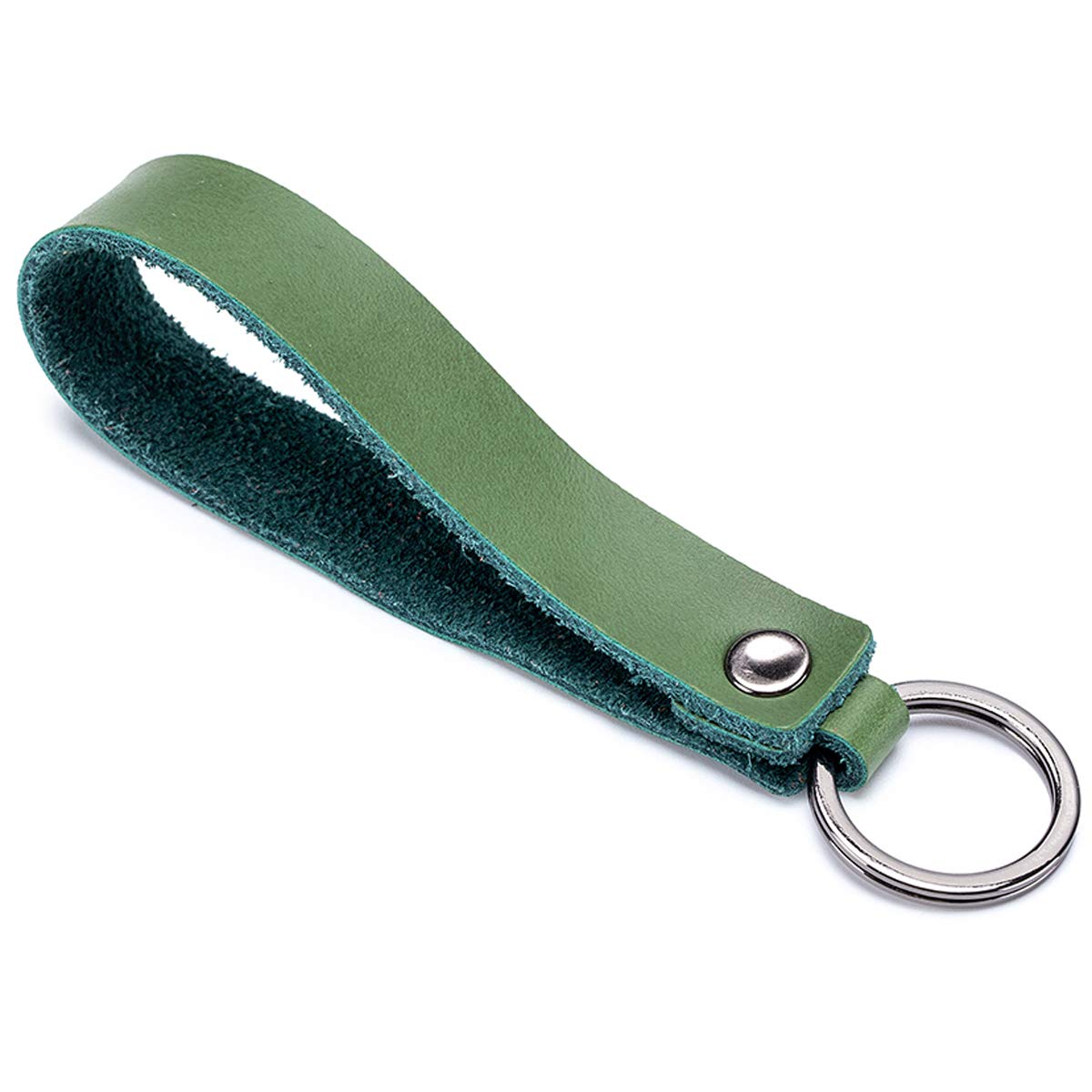 Aileder Leather Car Keychain Key Holder Real Leather Strap Valet Key Chain Keyring Key Fob Lanyard (Green)