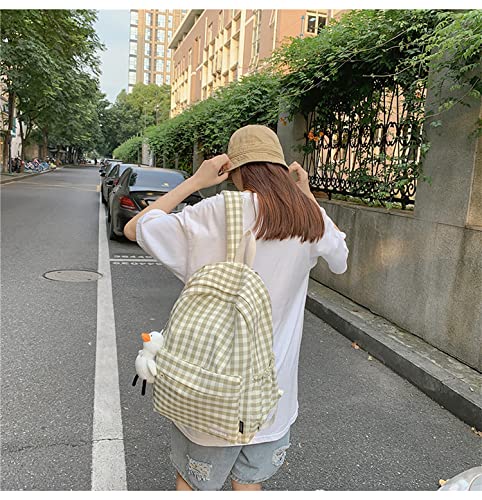 Cute Backpack with Bear/Cow Pendant Kawaii Ulzzang Japanese Korean Large Bag College Style Casual Backpack (Style 02 yellow)4