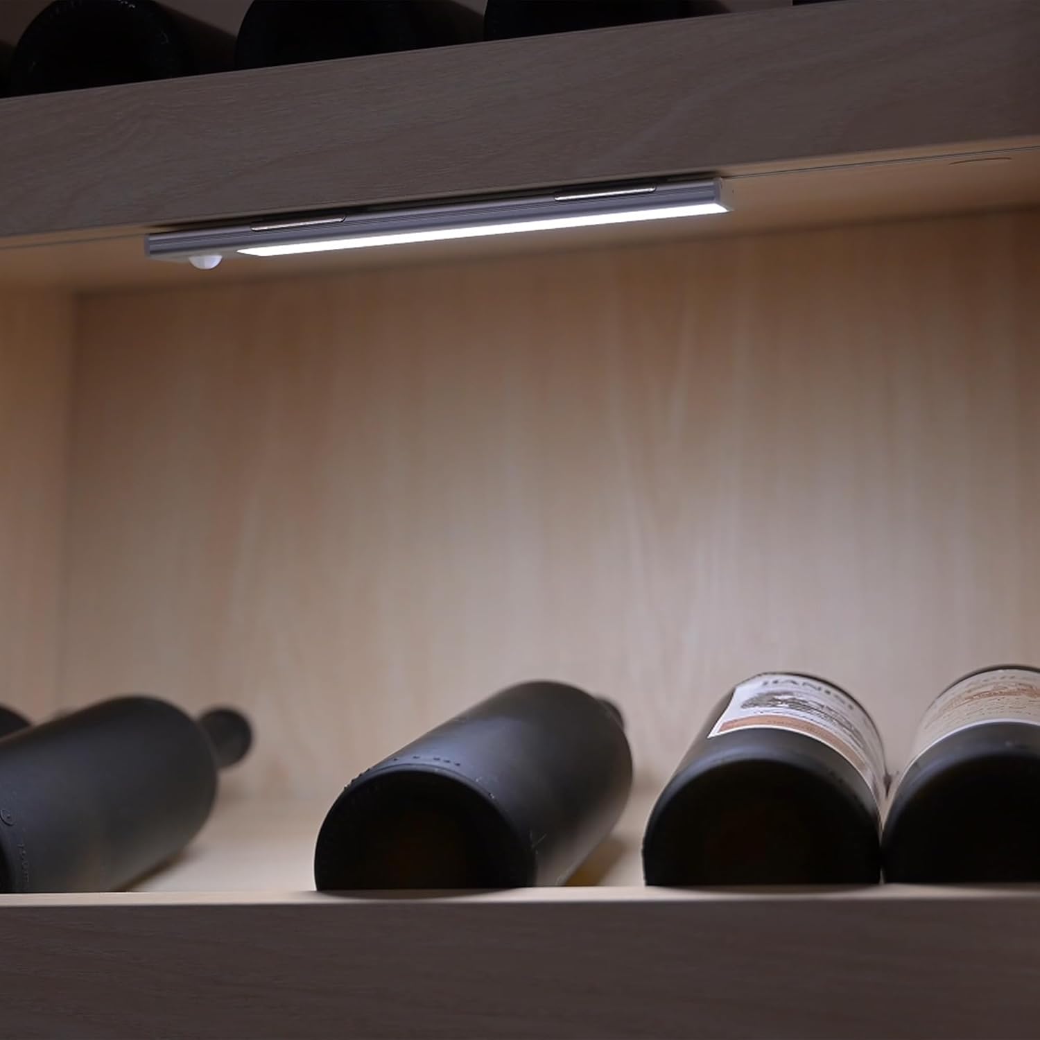 Magnetix 8in Re-Chargeable LED Under Cabinet Motion Sensor Light Bar with Magnetic Mounting Clips, Dimmable and 3-CCT Selectable in Brushed Aluminum (Pack of 2) for Kitchen and Closet