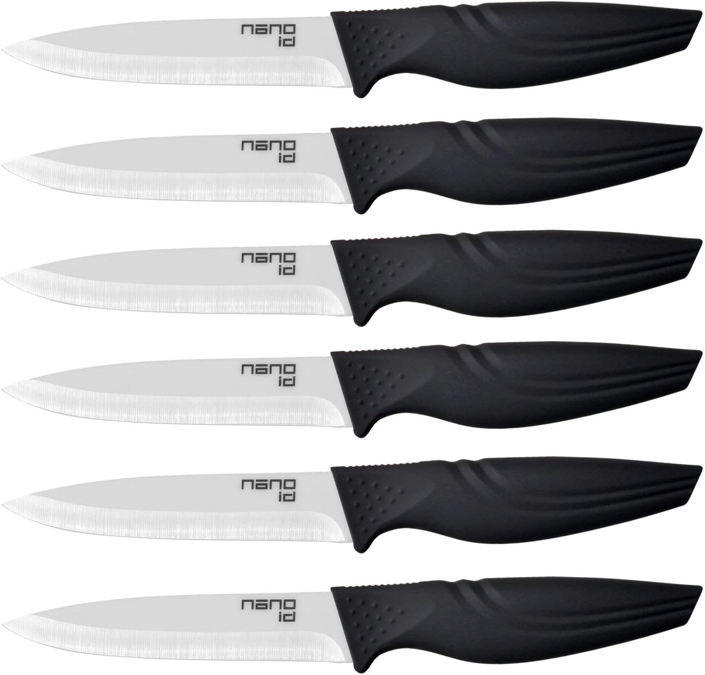 Steak Knives set of 6, Nano ID Ceramic Stake Knife Sharp Ceramic Knife Perfect Festival Present (black)