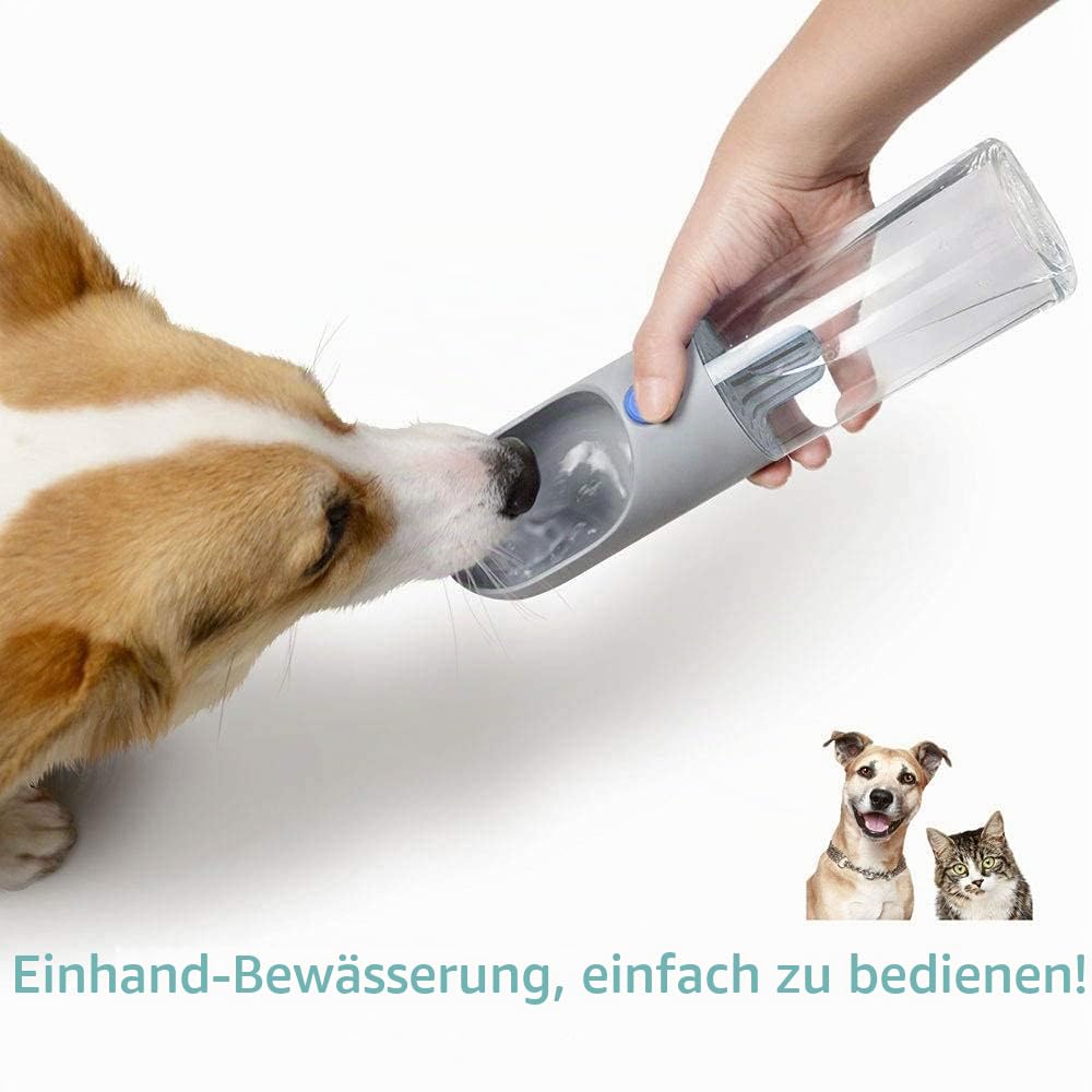 PETKIT EVERSWEET Tragbare Trinkflasche für Hund, Haustiere,BPA frei, Wasserschüssel,400ml,Grau