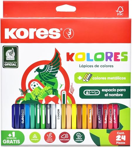 Kores Kolores - Lápices de colores, triangulares (caja de 24 colores surtidos)
