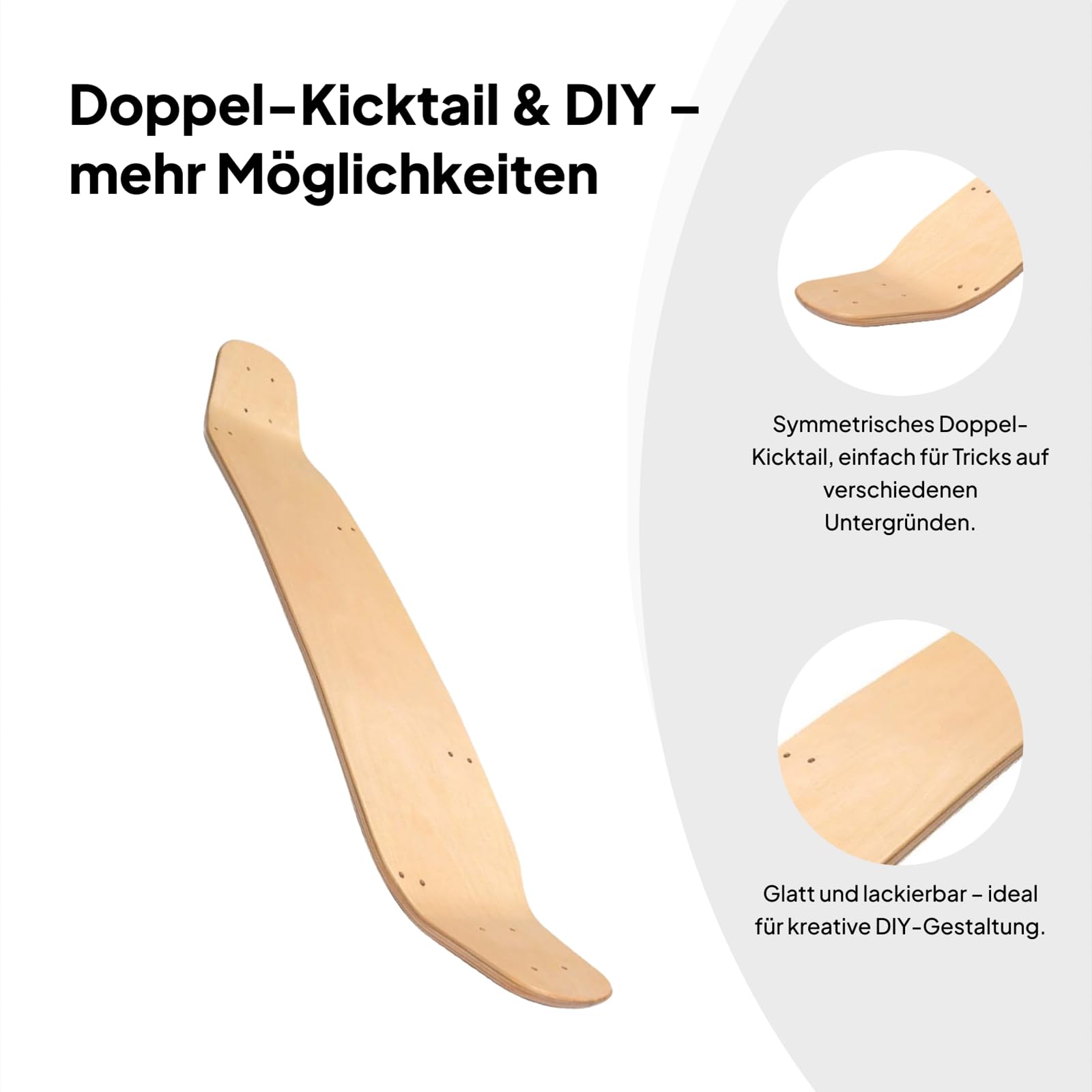 Amagogo Skateboard Deck Mountainboard Deck Doppel Stabile Konstruktion Umweltfreundliche Longboard Deck Skateboard Licht Decks