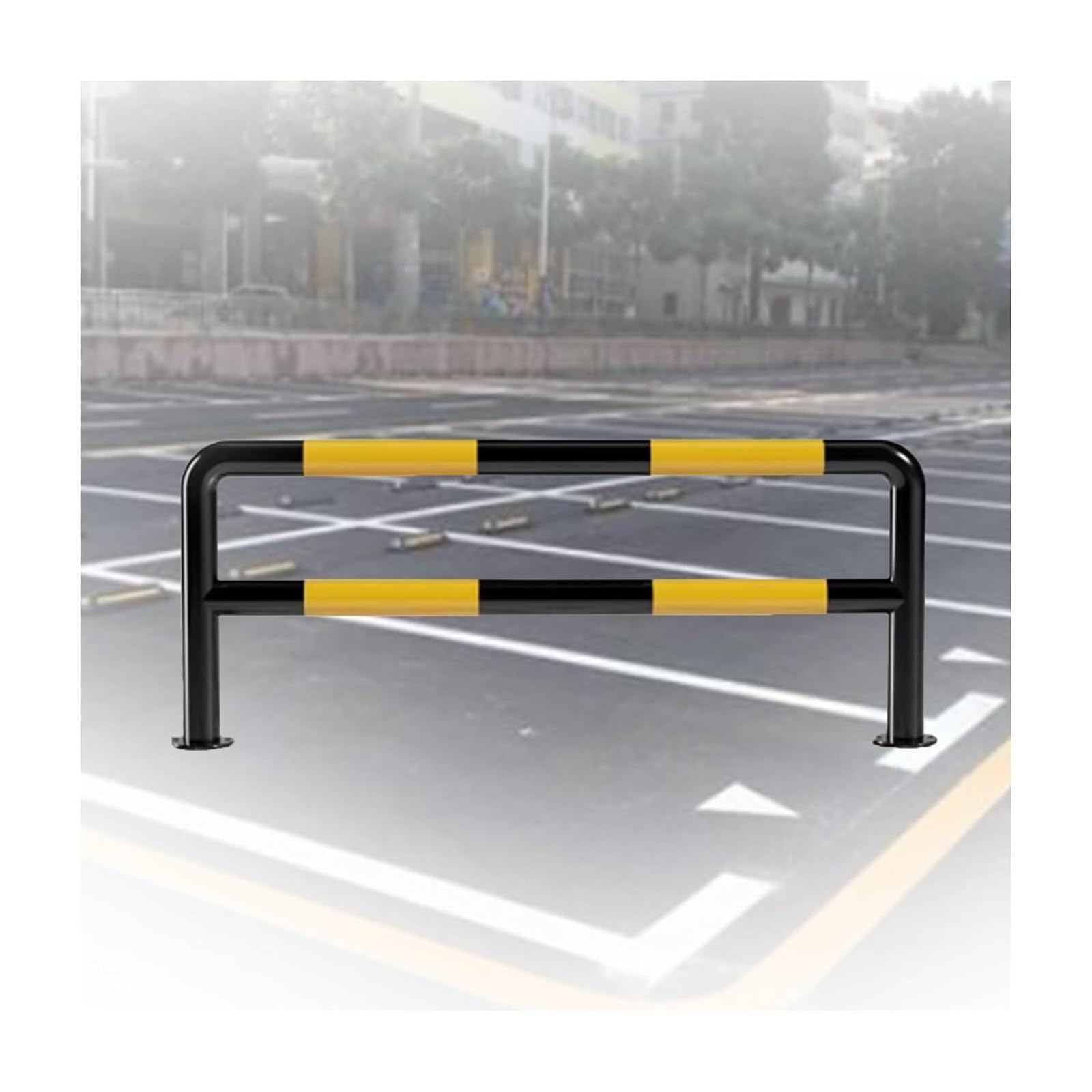 CWCQGH U Shape Security Bollards Double Layer Car Blocker & Traffic Warning Posts for Driveway (150x60x0.2cm)