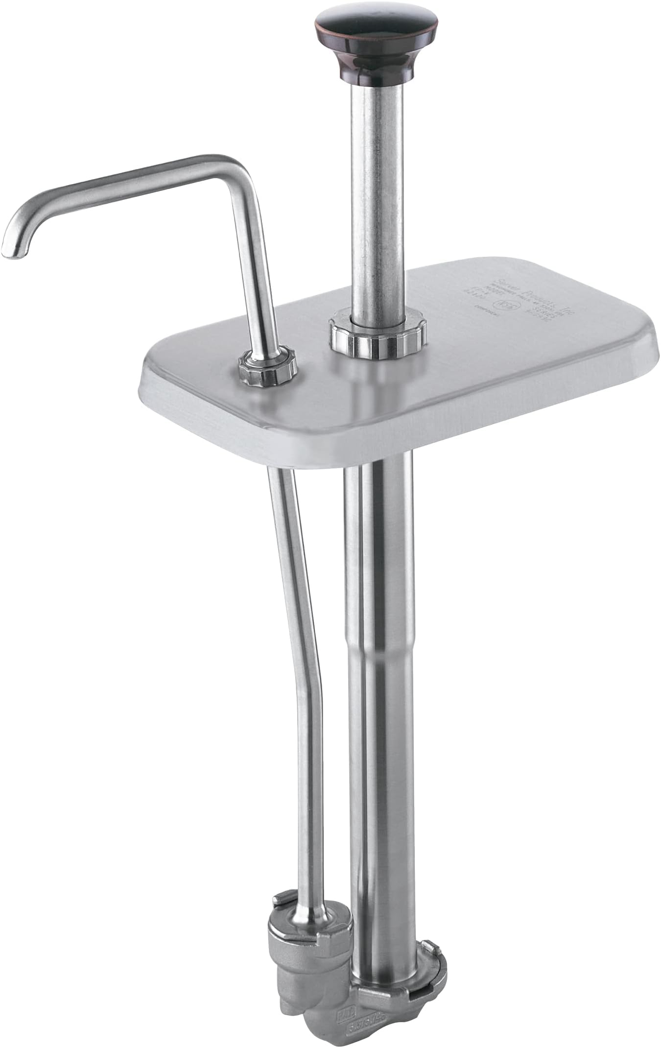 Server Products FP-V-82120 Fountain Jar Pump and Lid, Fits 3-1/2 quart Deep Countertop Base, Dispenses Thin Toppings, 1-1/4 oz. Full Portion, Stainless Steel