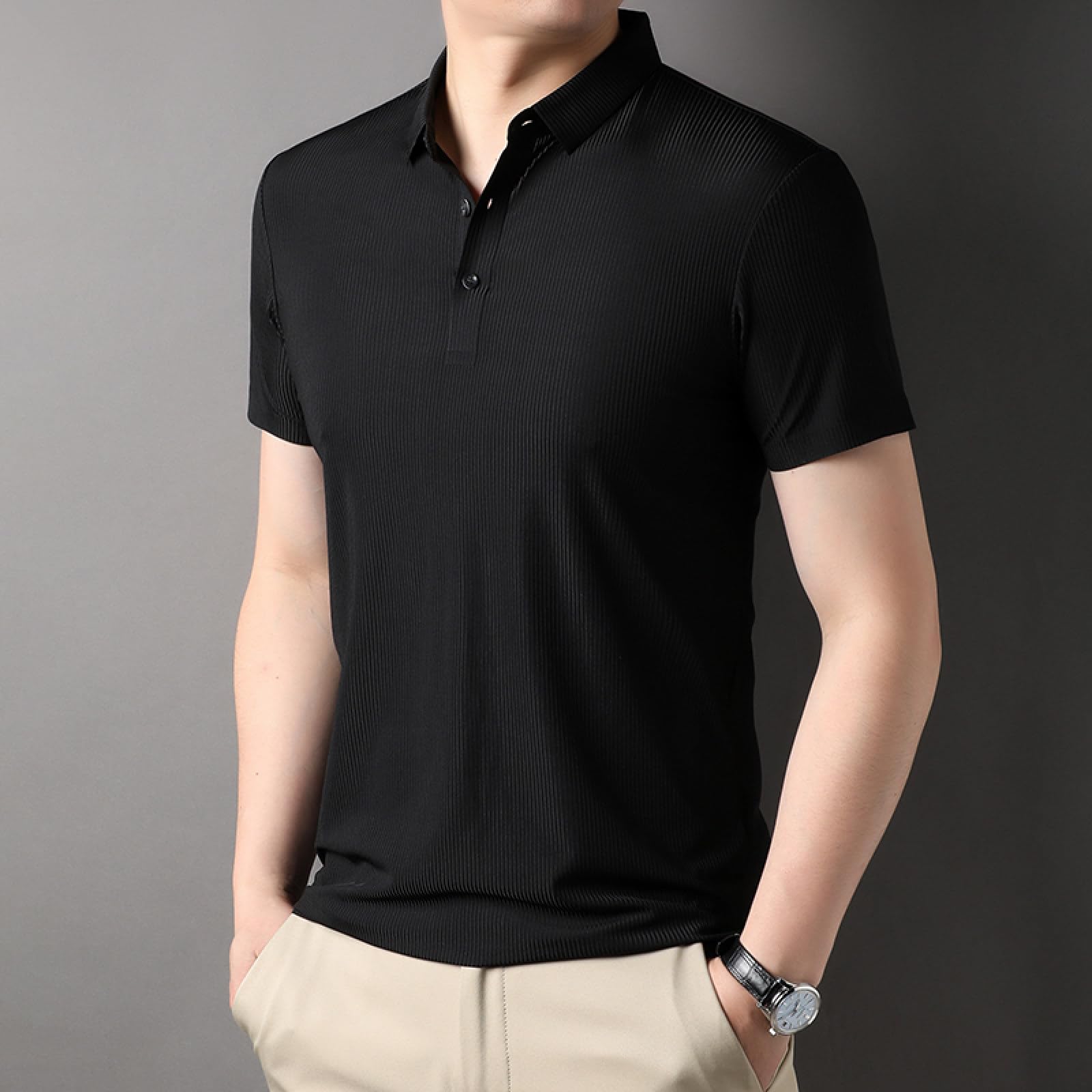 Moda Casual - Polo Estiva da Uomo in Tinta Unita, Casual, con Colletto Rovesciato, Manica Corta, Top, Abbigliamento, Uomo, Traspirante, Polo Sportiva da Tennis