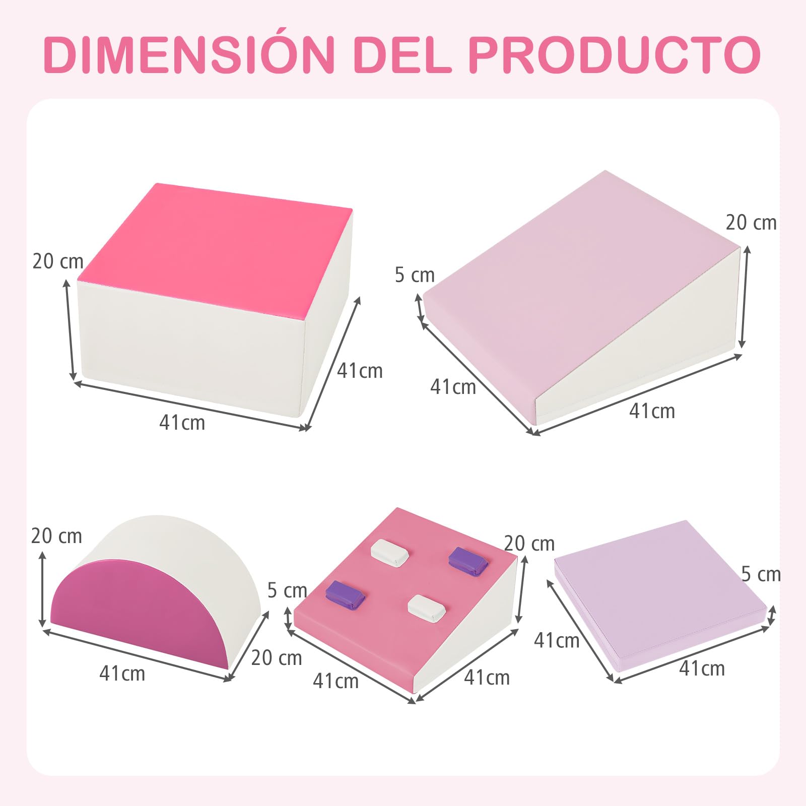 GOPLUS 6 Bloques de Construcción de Espuma para Niños, Juego de Aprendizaje para 1+ Años, Piezas de Motricidad para Bebés con Diferentes Formas y Colores, Juguetes Educativos (Rosa)
