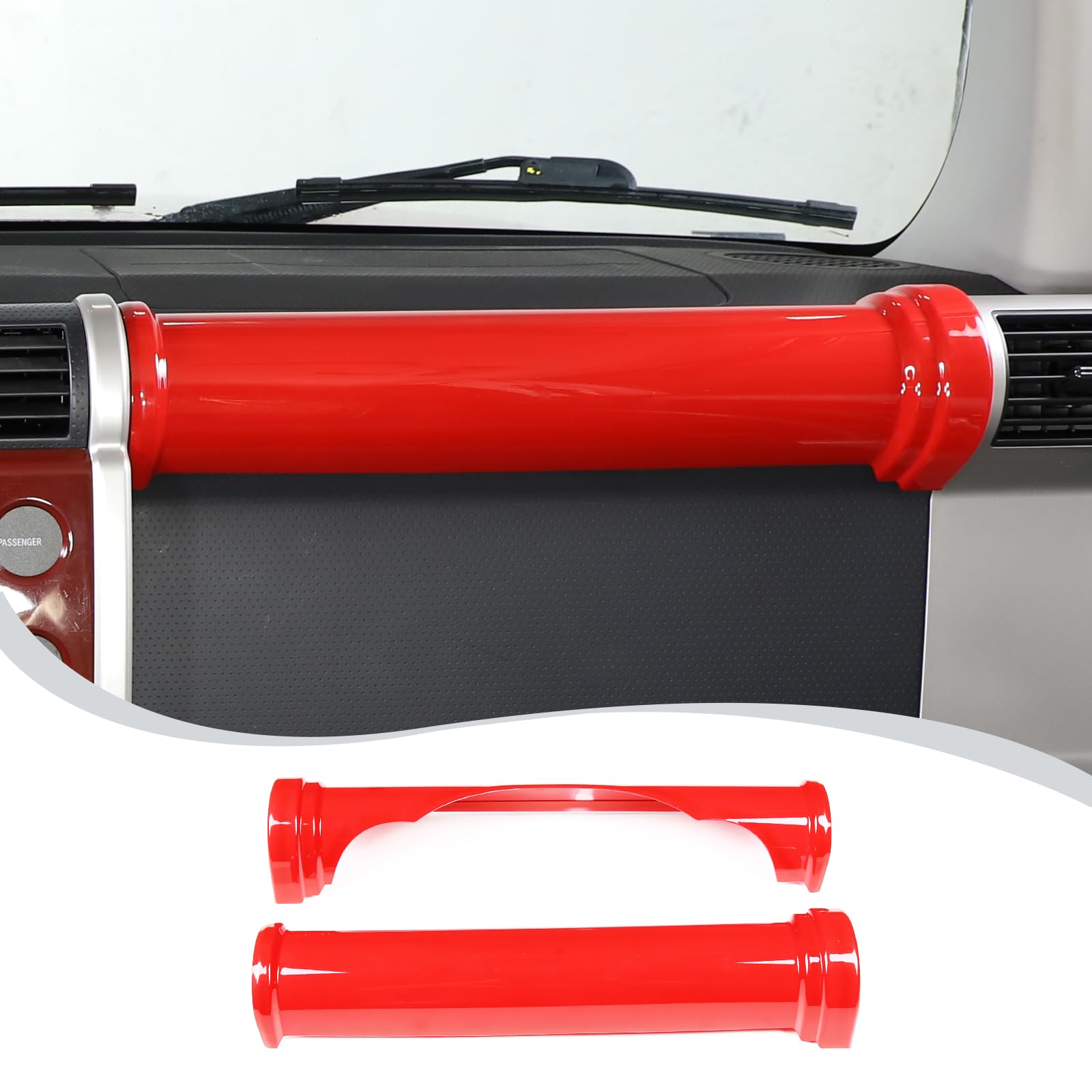 LLKUANG ABS Car Dashboard Center Console Decorative Strips Cover for Toyota FJ Cruiser (XJ10) 2007-2022 Car Interior Accessories-2pcs(Red)(Not Fit RHD