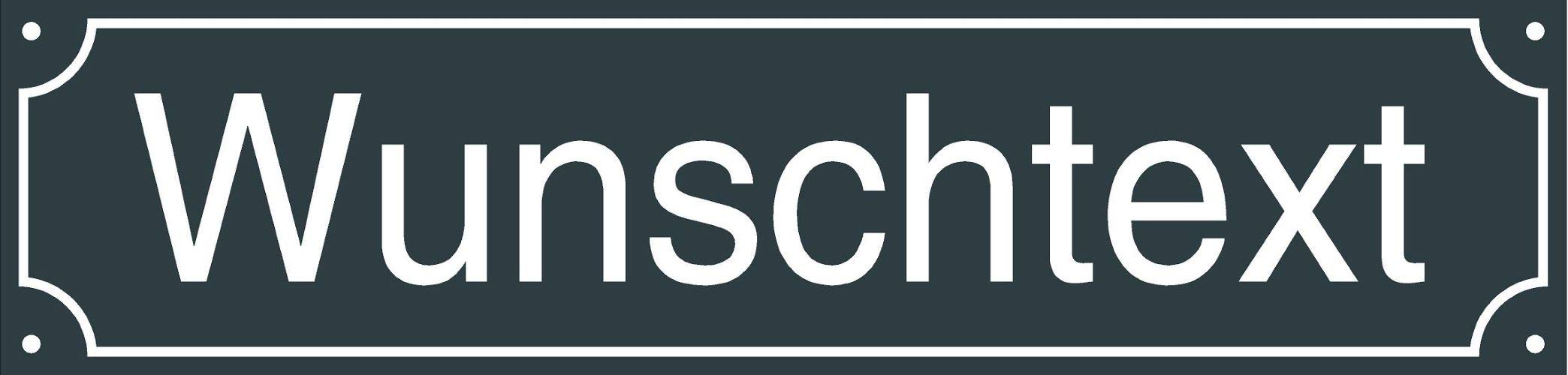 Hausnummernschild - Format 500 x 120 mm - Hausnummer - Emaille - Wetterfest - Türschild - Hausnamenschild. Farben Blau Grün Anthrazit Weiß Dunkelblau. mit Wunschtext J.Pfaffenzeller