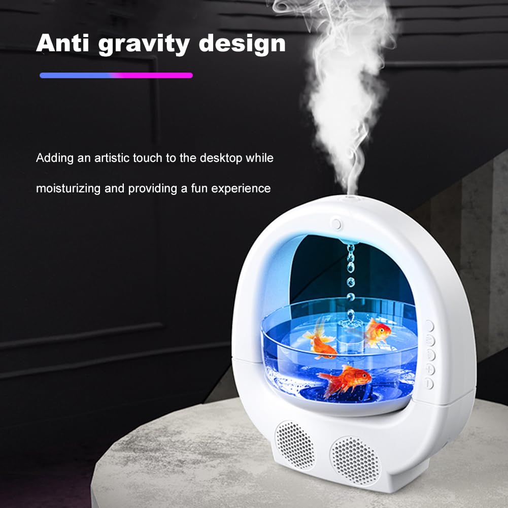 Difusor de aceites esenciales antigravedad 4 en 1, humidificador de aire compatible, humidificador de niebla fresca para acuario con luz LED multicolor para hogar, oficina, oficina