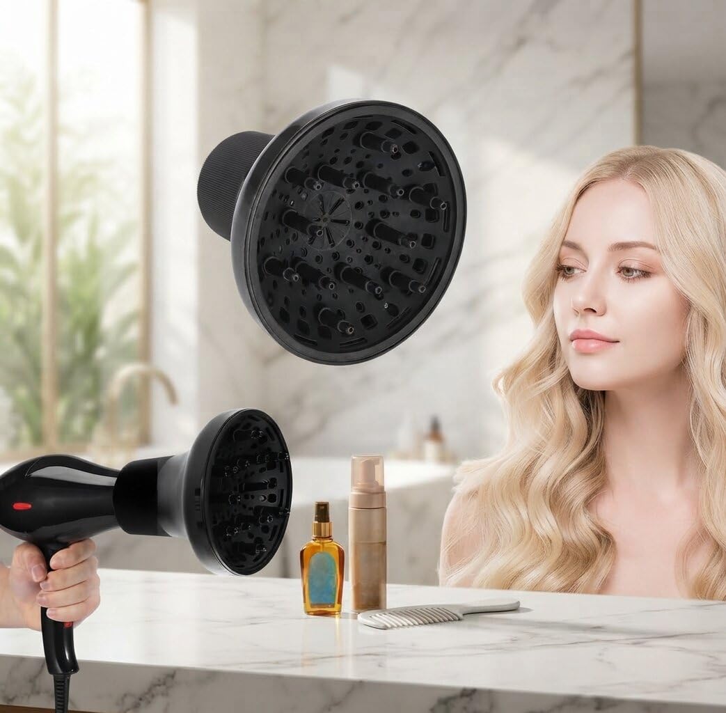 Volumizing Universal Hair Diffuser, Hair Dryer Diffuser Attachment for Curly and Wavy Hair, Universal Hair Diffuser Adaptable for Blow Dryer-image-1