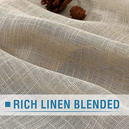 Linen Curtains Natural Linen Blended Curtains For Living Room Burlap Linen Textured Curtains Tab Top Curtains Elegant Energy Efficient Light Filtering Curtains (Set Of 2, 52" X 84", Angora) #TOP2