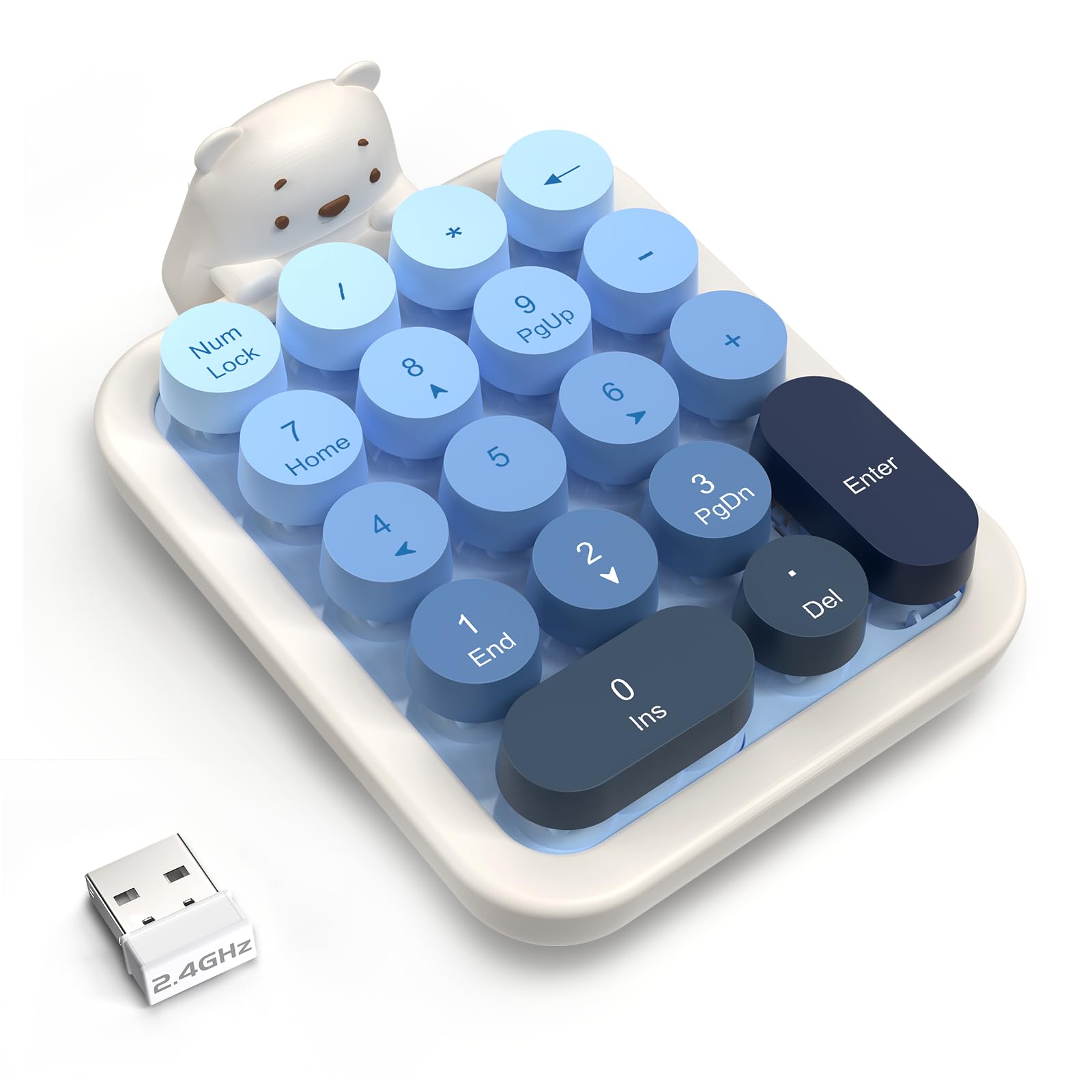Ajazz Teclado numérico sem fio AF18, conexão USB sem fio de 2,4 G, design ergonômico de