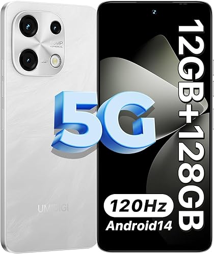 UMIDIGI Note 100 Teléfono celular 5G, Android 14 teléfonos desbloqueados, 12 (6+6) GB+128GBTF 1TB gasto, 5G Dual SIM, cámara de 50MP, pantalla HD de