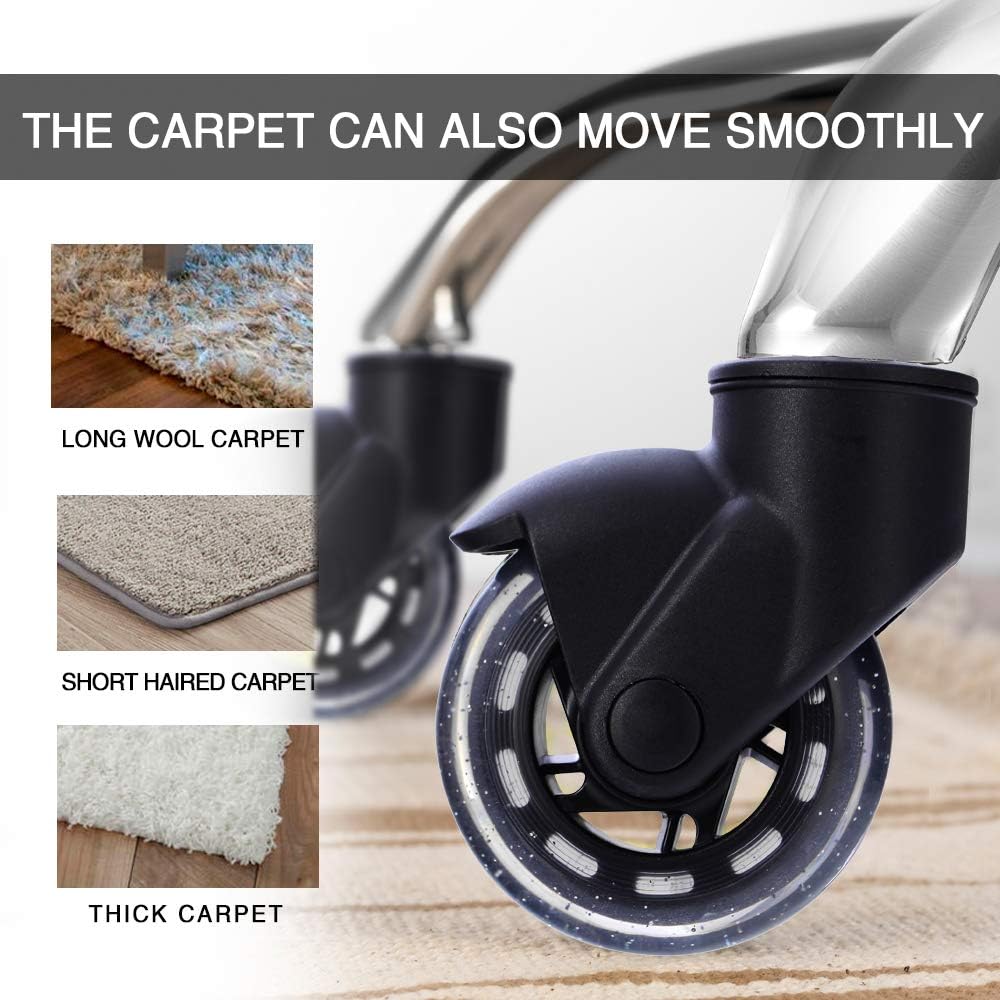 3 Inch Office Chair Caster Wheels for Most Desk Chair, Game Chair, Rubber Soft Polyurethane Replacement Casters, Semi-wrapped Structure with Bracket Shell, Set of 5, Safe for All Floors (Wood, Carpet): Automotive