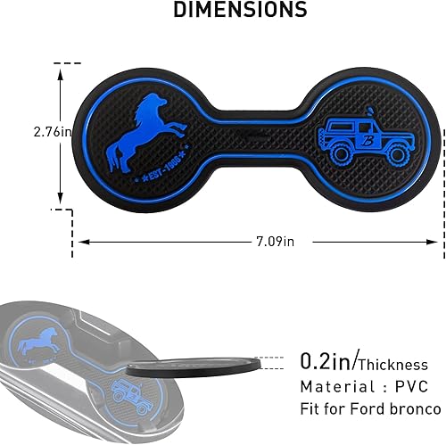 Miniatura 4 de Portavasos para automóvil compatible con Ford Bronco Offroad 2021-2025, posavasos decorativos de silicona para automóvil, accesorios para automóvil
