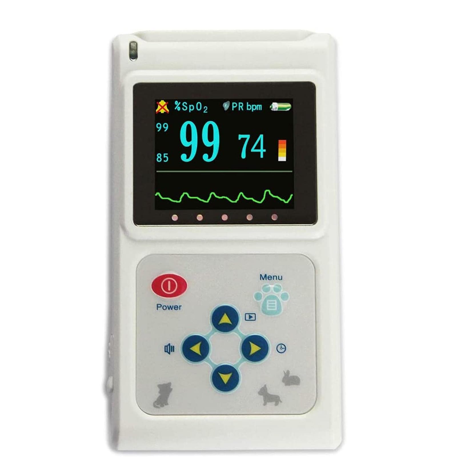 Oxímetro De Pulso Portátil, Oxímetro De Pulso Veterinario, Oxímetro De Pulso Veterinario Recargable, Monitor De Frecuencia De Pulso Spo2 Para Veterinario, Oído/Lengua, Función De Almacenamiento