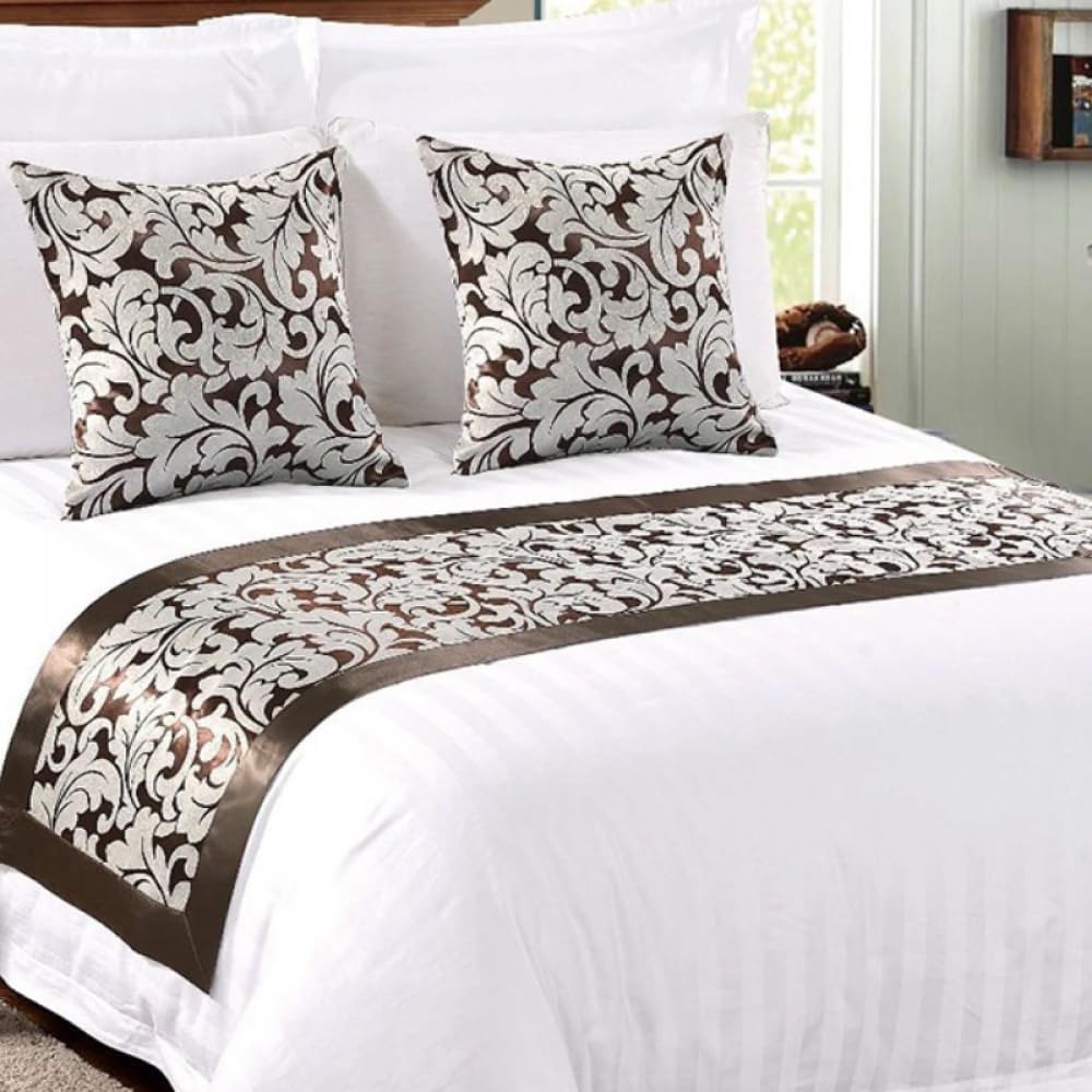 HSTANGKY Hotel Bed Runner Scarf Bedroom Bedspread Protection Jacquard Luxury Bedding Decoration Bed Throws for Foot of Bed Bed Towels-White||1pcs Pillowcase 19.7X19.7