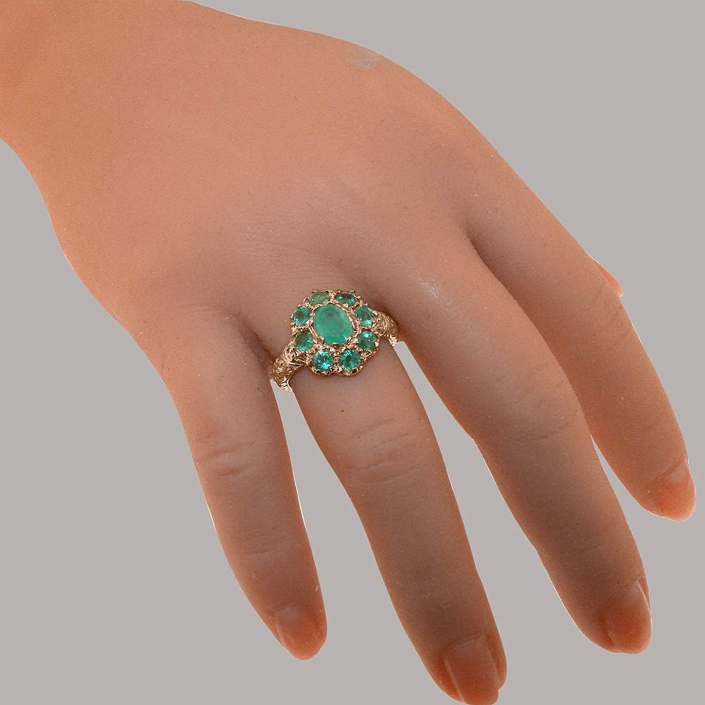 ダイヤリング 英国製（イギリス製） K9 ピンクゴールド 天然 エメラルド レディー