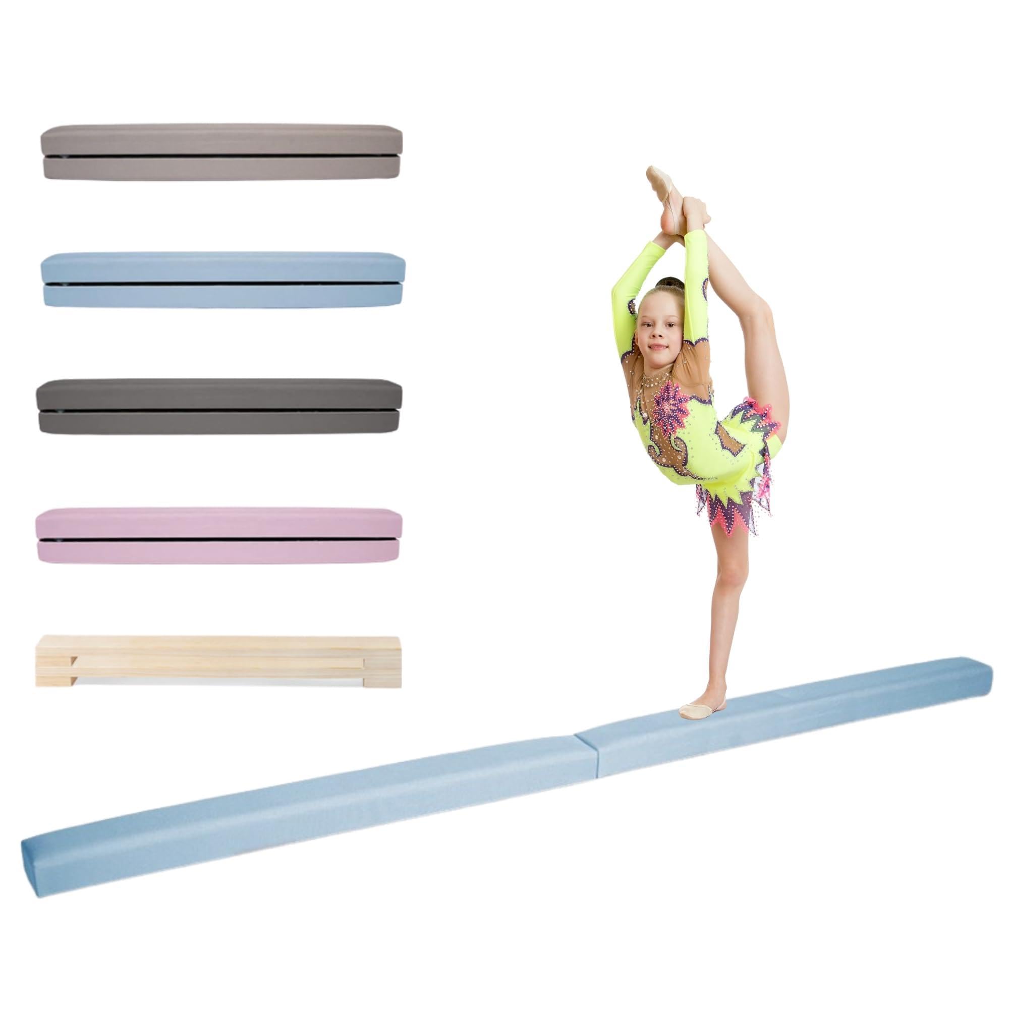 COSTWAY Poutre De Gymnastique Pliable 240cm Pour Enfants Avec Housse En Daim Amovible Et Fond