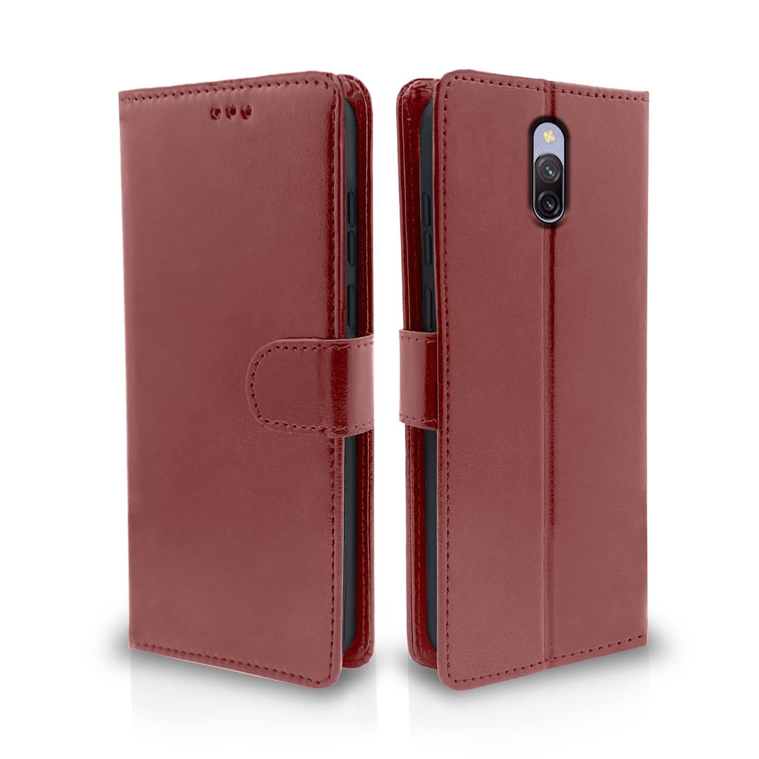 MOBITEX Mi Redmi 8 Brown Artificial Leather Flip Cover