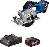 Bosch Professional 18V System Scie circulaire Sans-Fil GKS 18V-51 (moteur sans charbon, 2 batteries 18V GBA 4.0Ah, chargeur GAL 18V-20, 1 lame de scie (140 mm), butée longitudinale) - 1