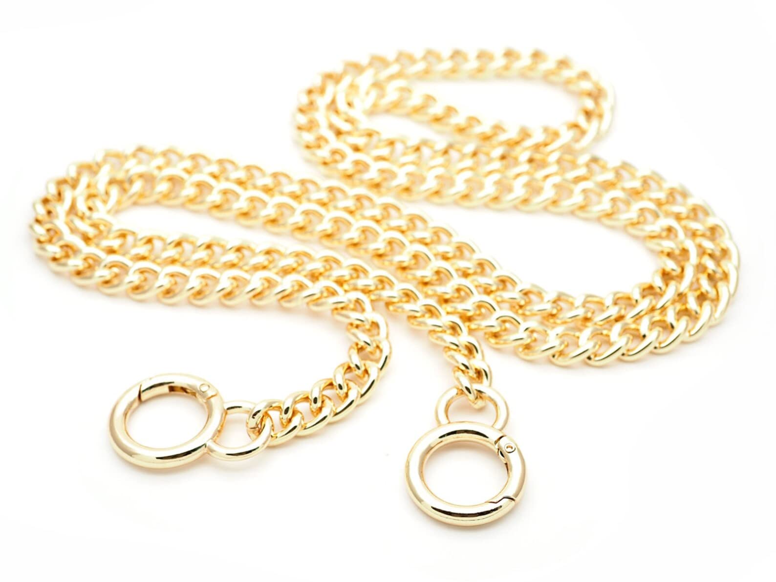 CRAFTMEMORE 55 Inches Purse Chain Strap w/O-rings Clasps, Crossbody Purse Handle Replacement, Metal Shoulder Handbag Accessories ALM050, Gold, 55 Inches-image-36