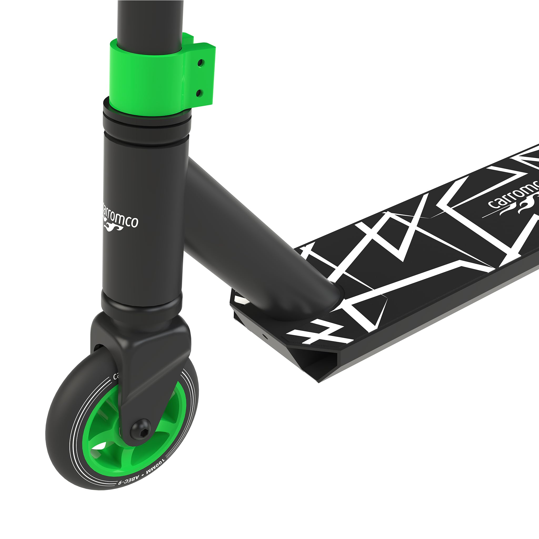 Carromco Scooter Action Rider 100, skuter, skuter wyczynowy, z systemem łożysk kulkowych HIC w wieńcu kierownicy, skuter kickcooter zielono-czarny