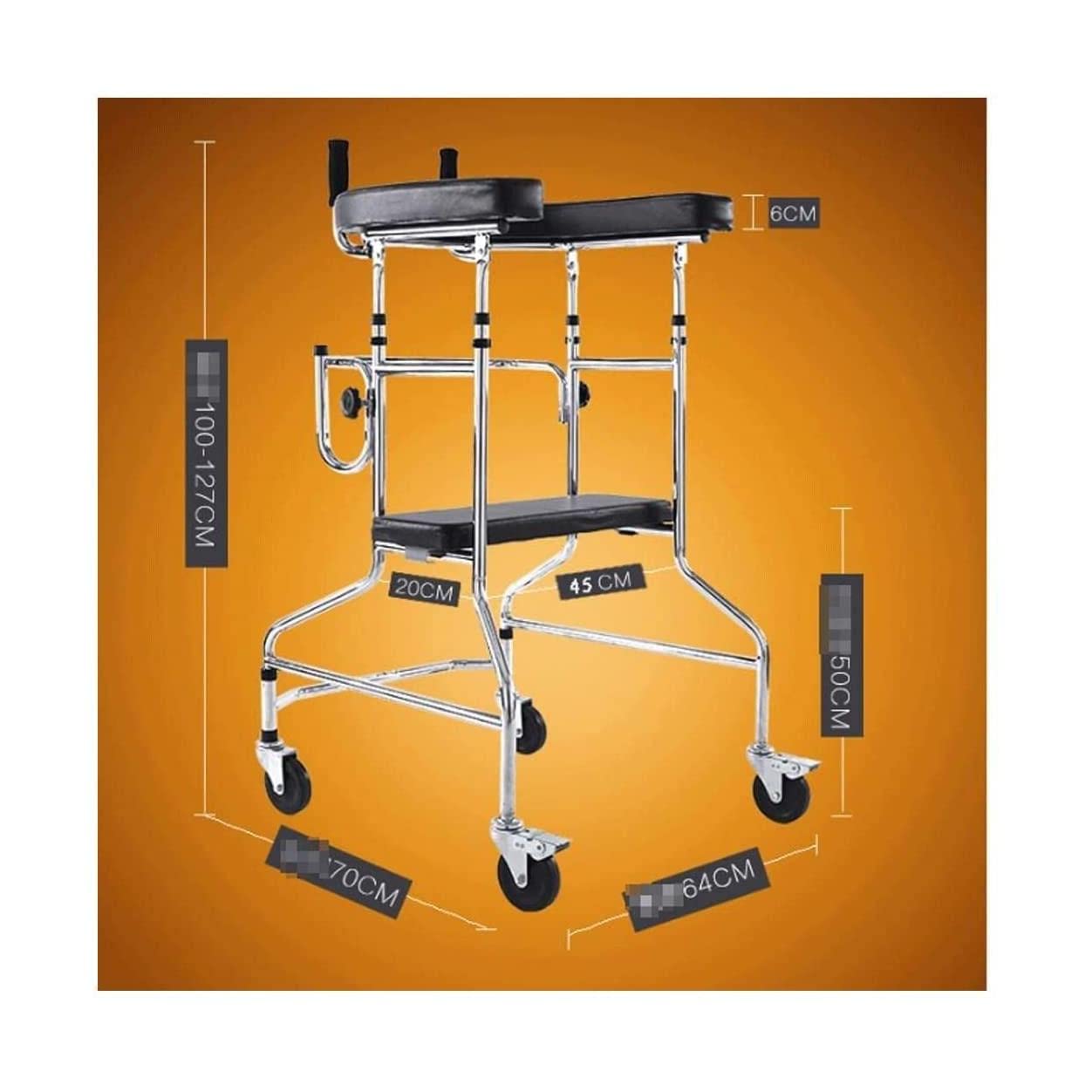 Andador para Personas Mayores con Ruedas y Asiento Rehabilitación de hemiplejía Marco de pie Ayuda para Caminar para discapacitados Andador médico portátil