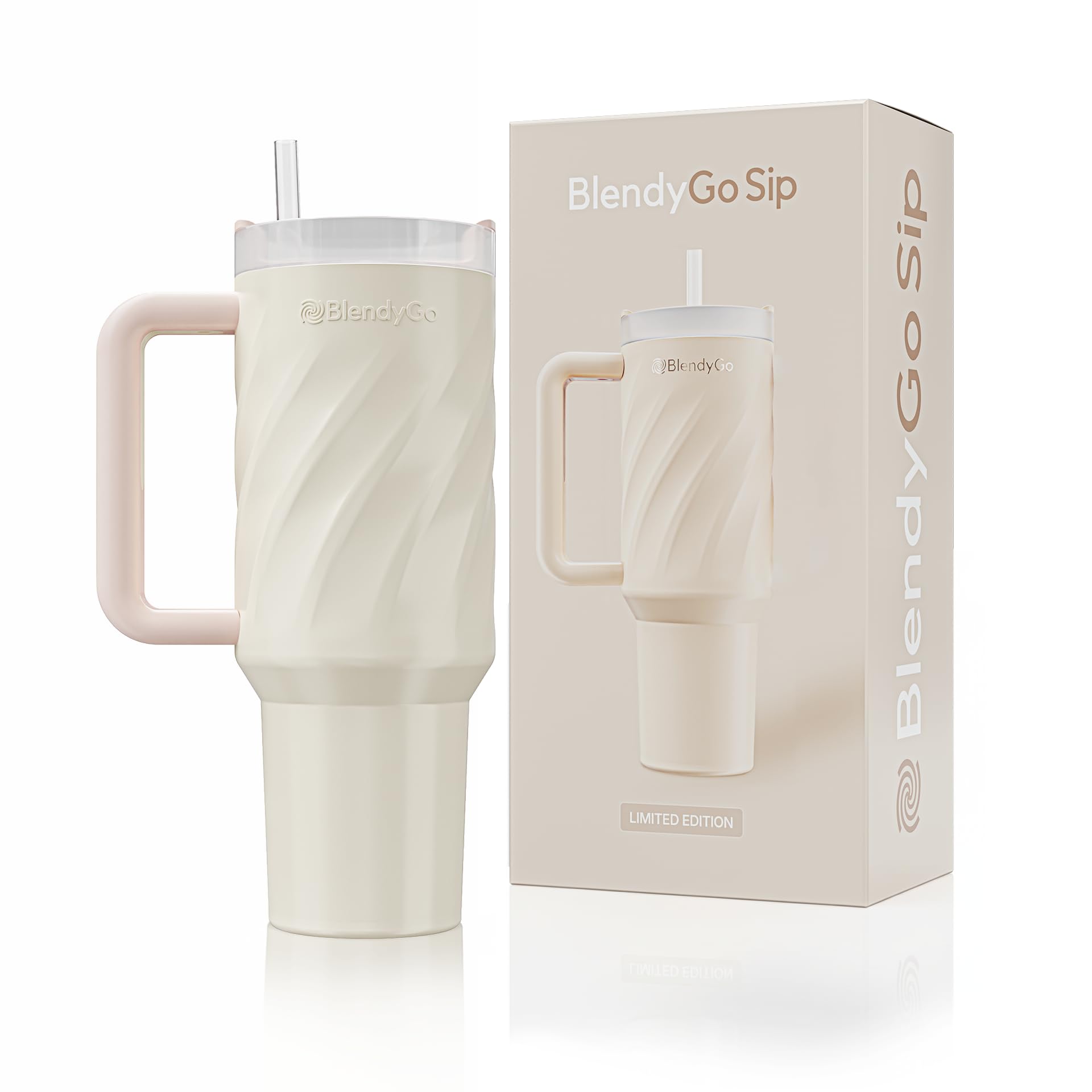 Kubek termiczny BlendyGo Sip termos na herbatę i kawę butelka na wodę do samochodu próżniowa BPA FREE 900 ml (Beżowy)