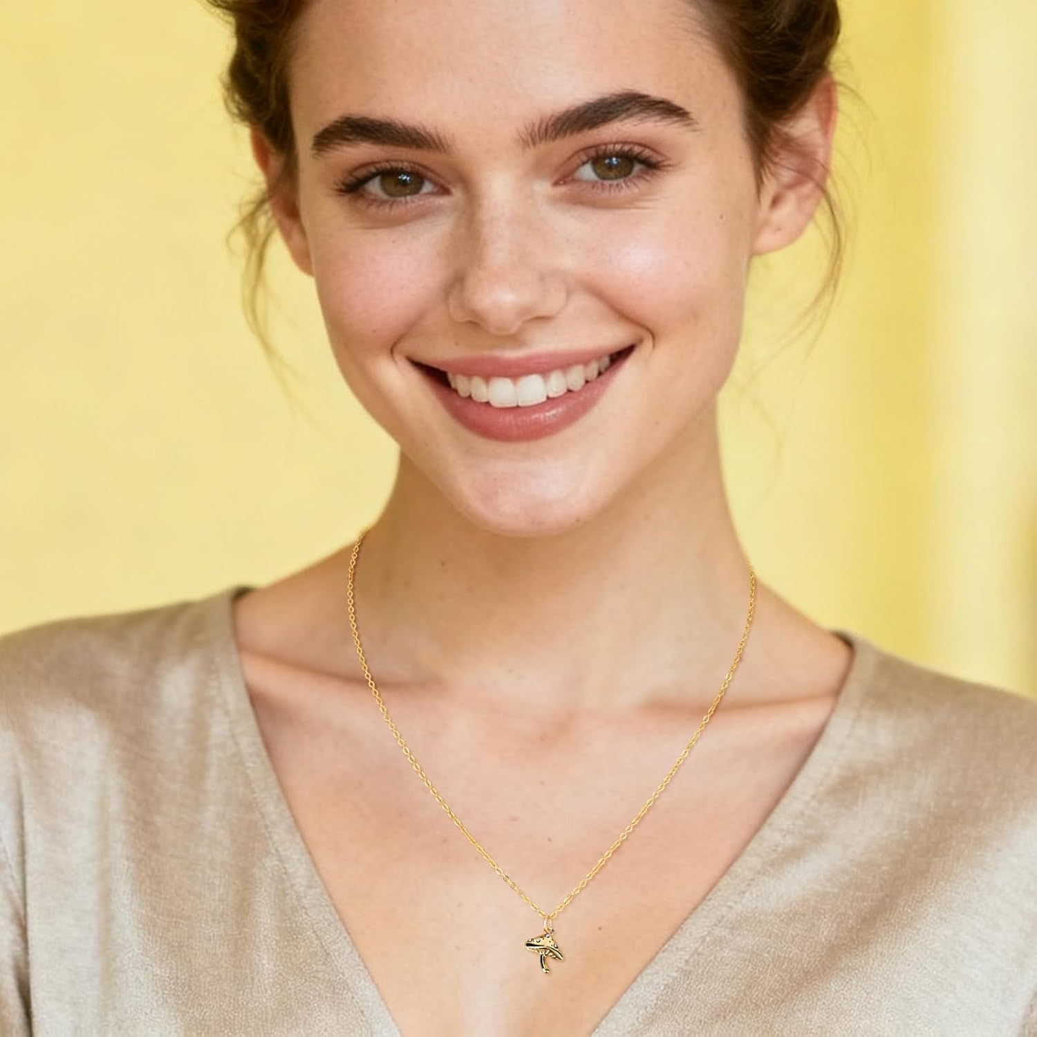 Gold Mushroom Necklace for Women, Dainty Mushroom Pendant Adjustable Necklace Inspirational Jewelry Gifts for Friendship Birthday & Christmas - Image 6