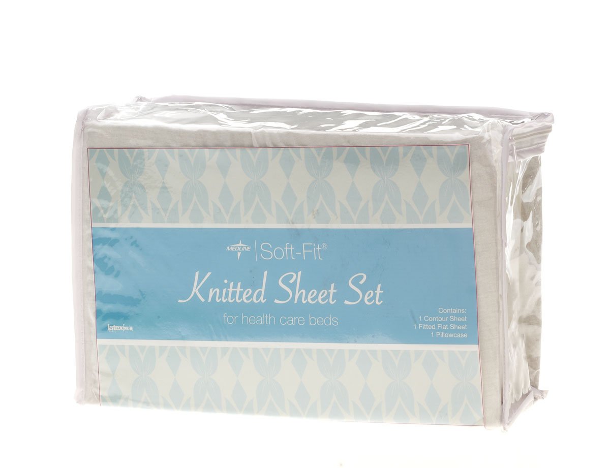 Medline MDTDEALERPK2 Soft-Fit Knitted Dealer Pack Sheet Set for One Size Bed, White (Pack of 3)