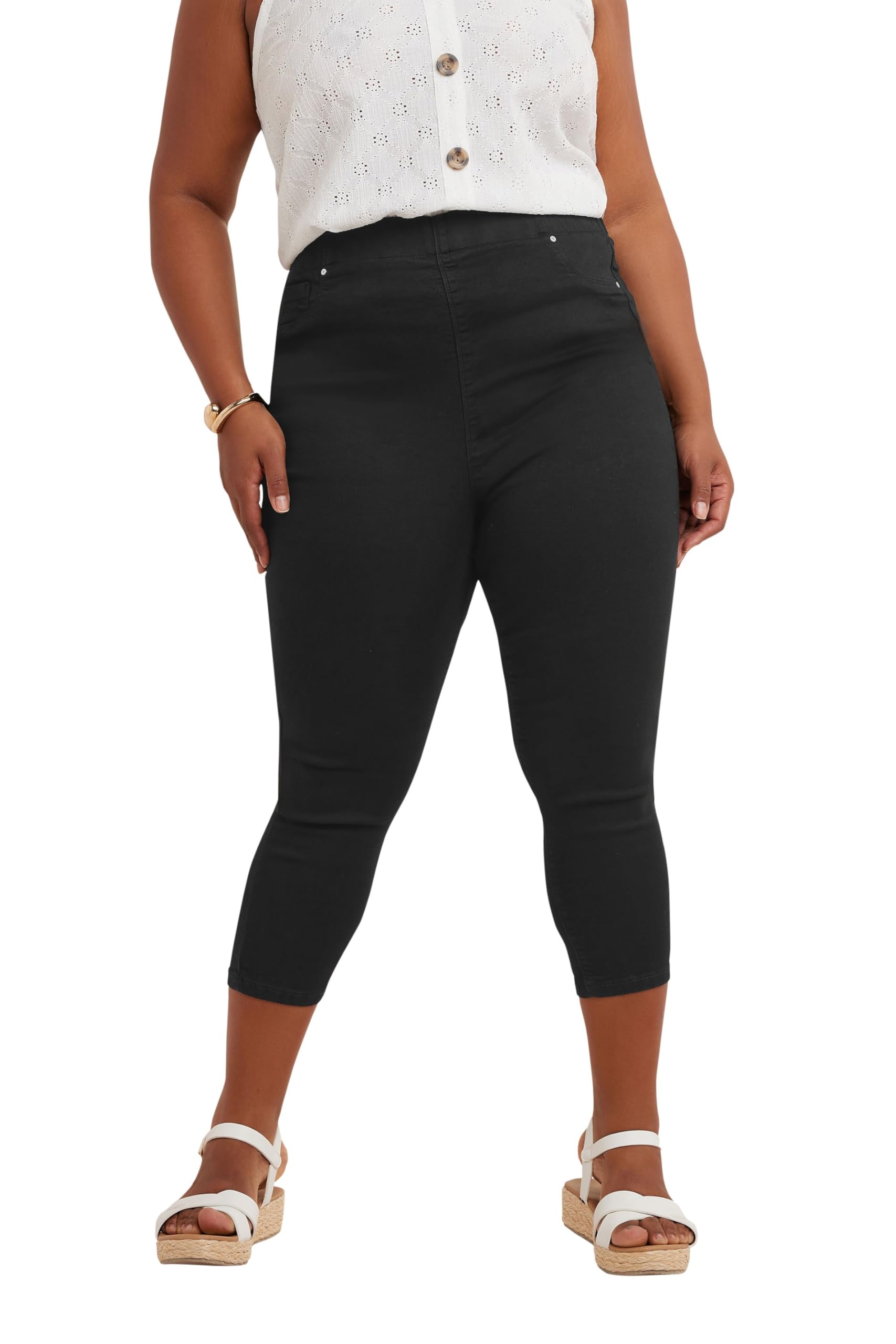 Yours Women's Black Curve Cropped Jenny Stretch Jeggings - Plus Curve 28 Plus