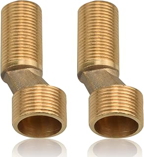 2 adaptadores de grifo de ducha, 3/4 pulgadas a 1/2 pulgadas, latón rosca exterior S, adaptador de conexión de 8 mm de longitud, 70 mm, brazo giratorio ajustable, pieza de conexión excéntrica para