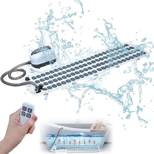 9-Speed Bubble Massage Bath Mat with Remote Control | Home Spa Hydrotherapy Mat with Inflatable Pillow & Non-Slip Design
