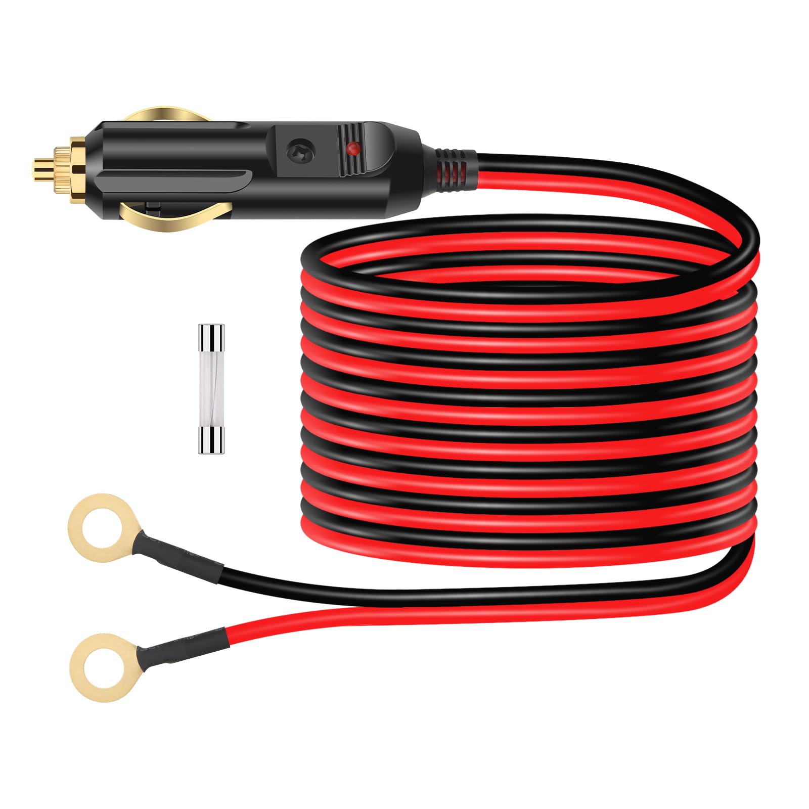 Adapter do gniazda zapalniczki samochodowej z kablem 12 V 24 V z zaciskami z oczkami 2 m