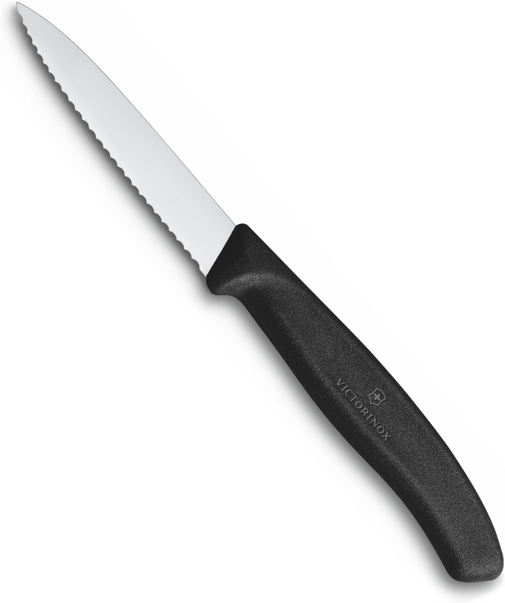 Victorinox Swiss Made, Stainless Steel Swiss Classic Paring Knife, 8 cm, Wavy Edge with Pointed Tip, Professional and Household Use, Kitchen Tools & Items, Black, 6.7633