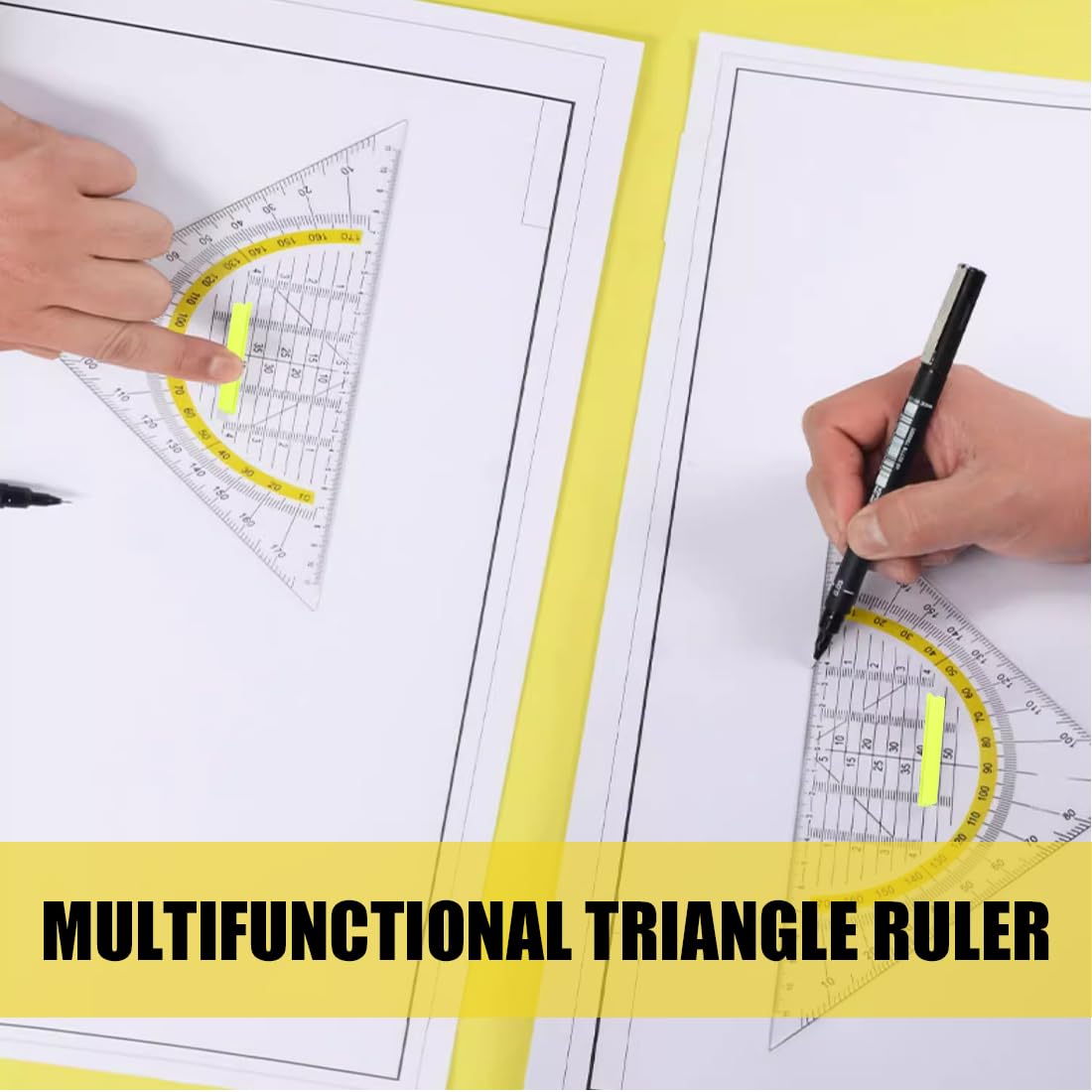 Set 4 Pezzi Geometria - Righello 20cm, Goniometro, Squadre 45° E 60° Per Studenti - Foto 8