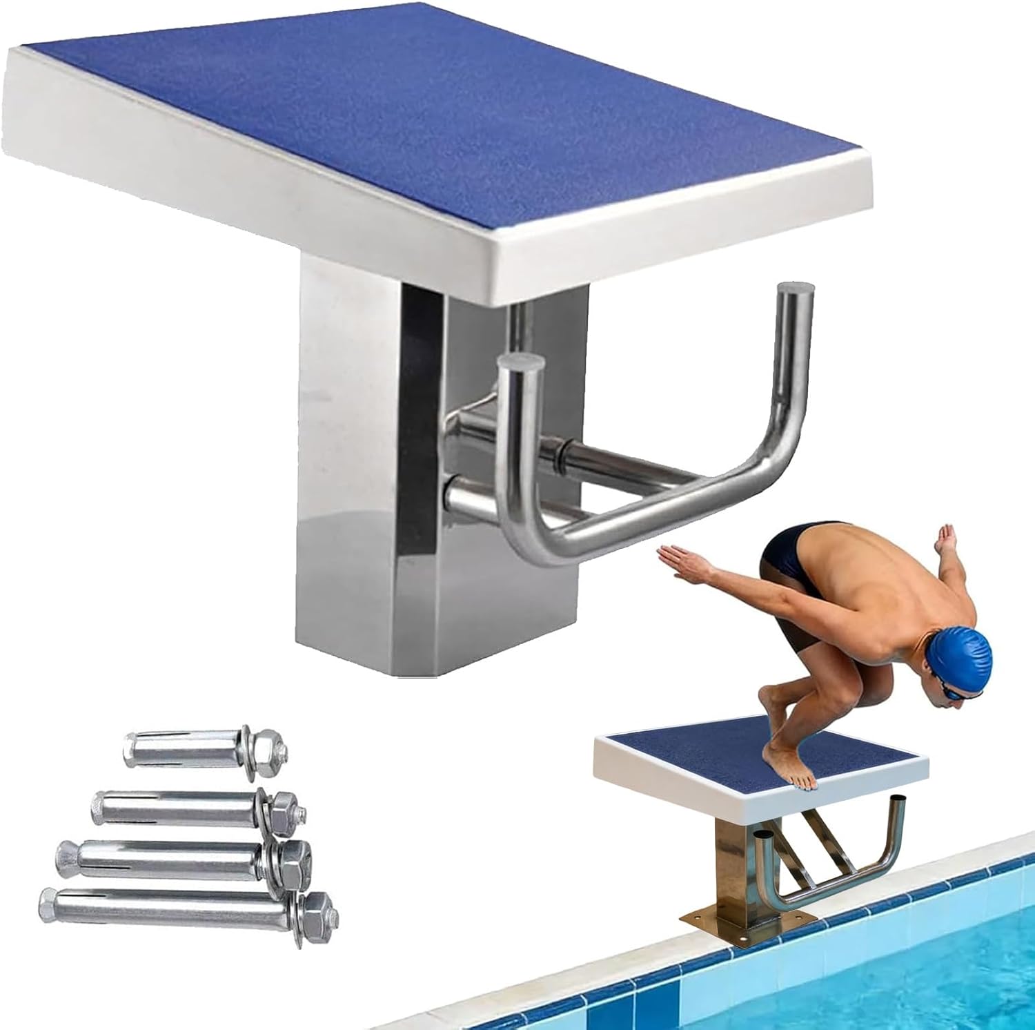 Inclined One Step Diving Starting Block, Swimming Competition Jumping Platform, with Anti Slip Rubber Face, Diving Boards for Inground Pools, Load 200kg A