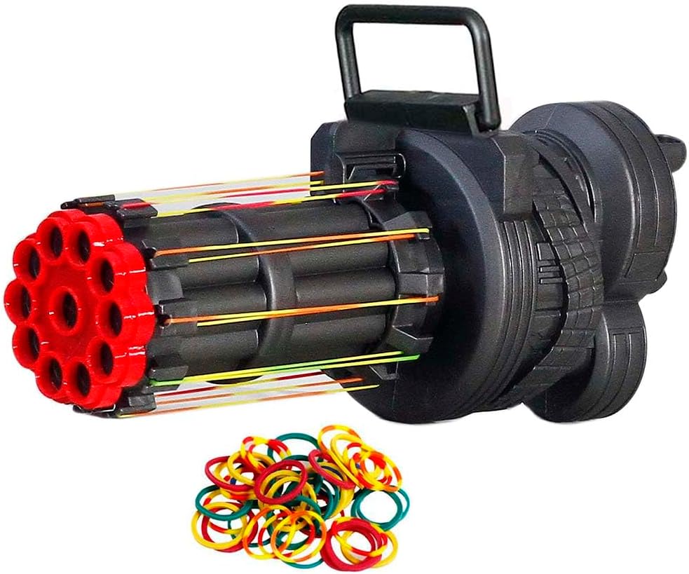 zonzxcv Gatling Rubber Band Gun Crank The Handwheel with 10 Rounds in Semi Automatic Fire Succession Gatling Machine Gun for Indoor Outdoor Games and Pretend Play