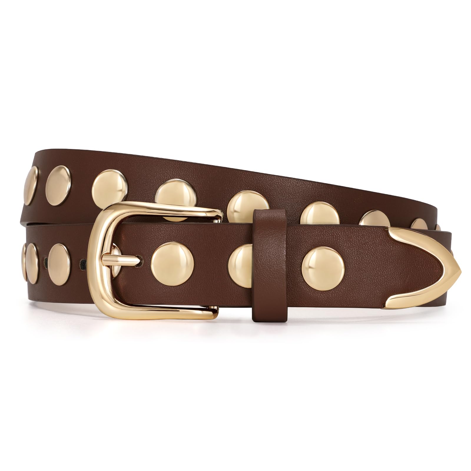 JASGOOD Women Fashion Leather Belt Punk Studded Belt for Jeans Pants Dresses