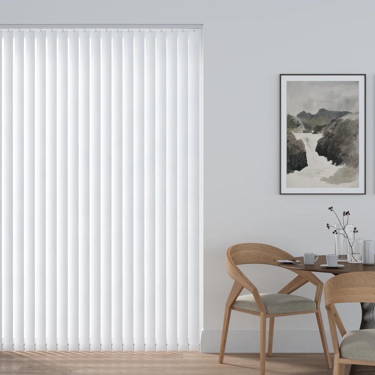 Made to Measure Waterproof PVC Blackout Vertical Blinds in Aqualush White | Custom Window Blind Up To 2000mm Width x 2000mm Drop | Light Blocking Complete Rail & Slats