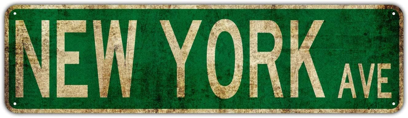 New York AVE Street Sign Vintage Metal Sign 16x6 Inch Tin Sign Plaque Poster for Garage Bar Bar Family Man Cave Wall Decor